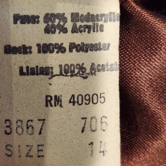 American Signature vintage black faux fur coat size 14 - Picture 8 of 8